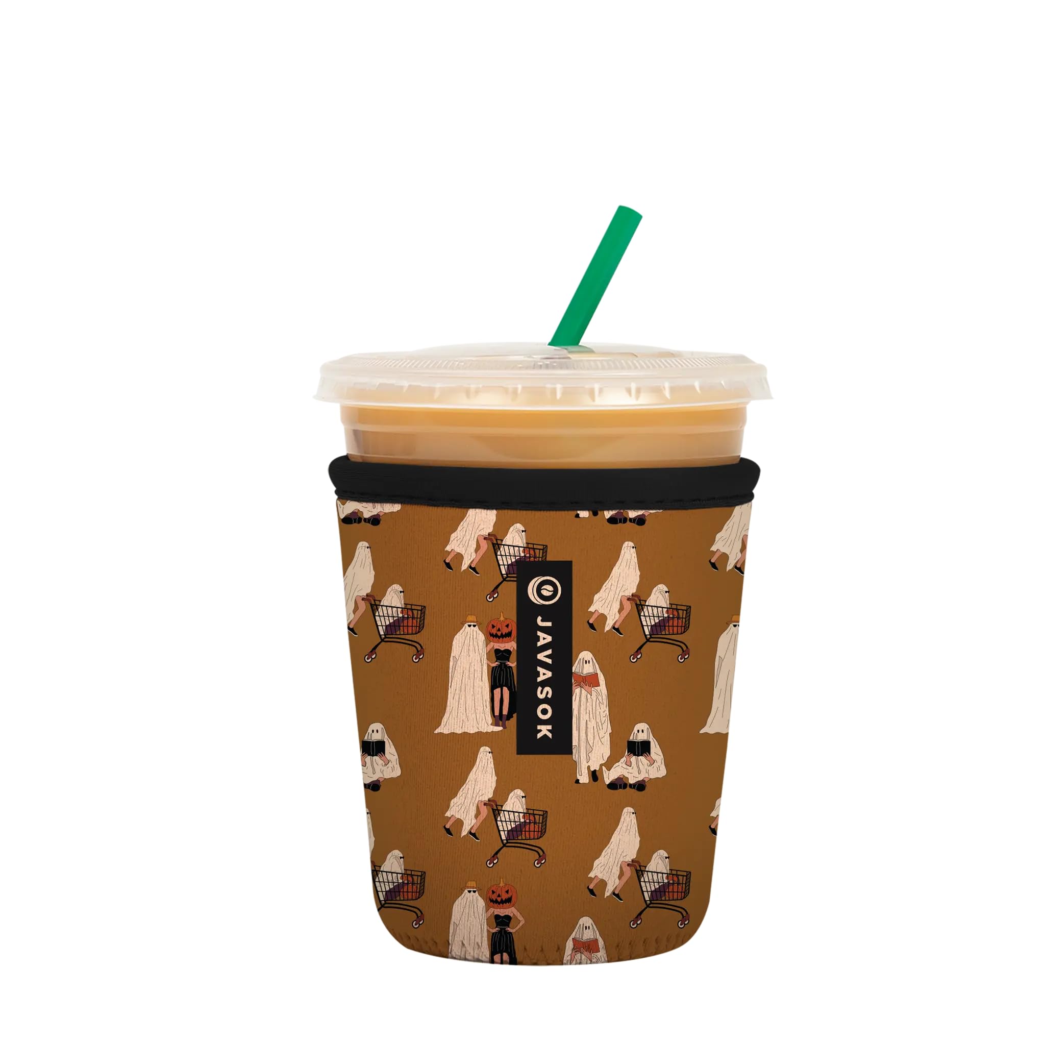 Sok It JavaSok Iced Coffee &amp; Cold Soda Insulated Neoprene Cup Sleeve (Material Ghoul, Small: 16-20oz)