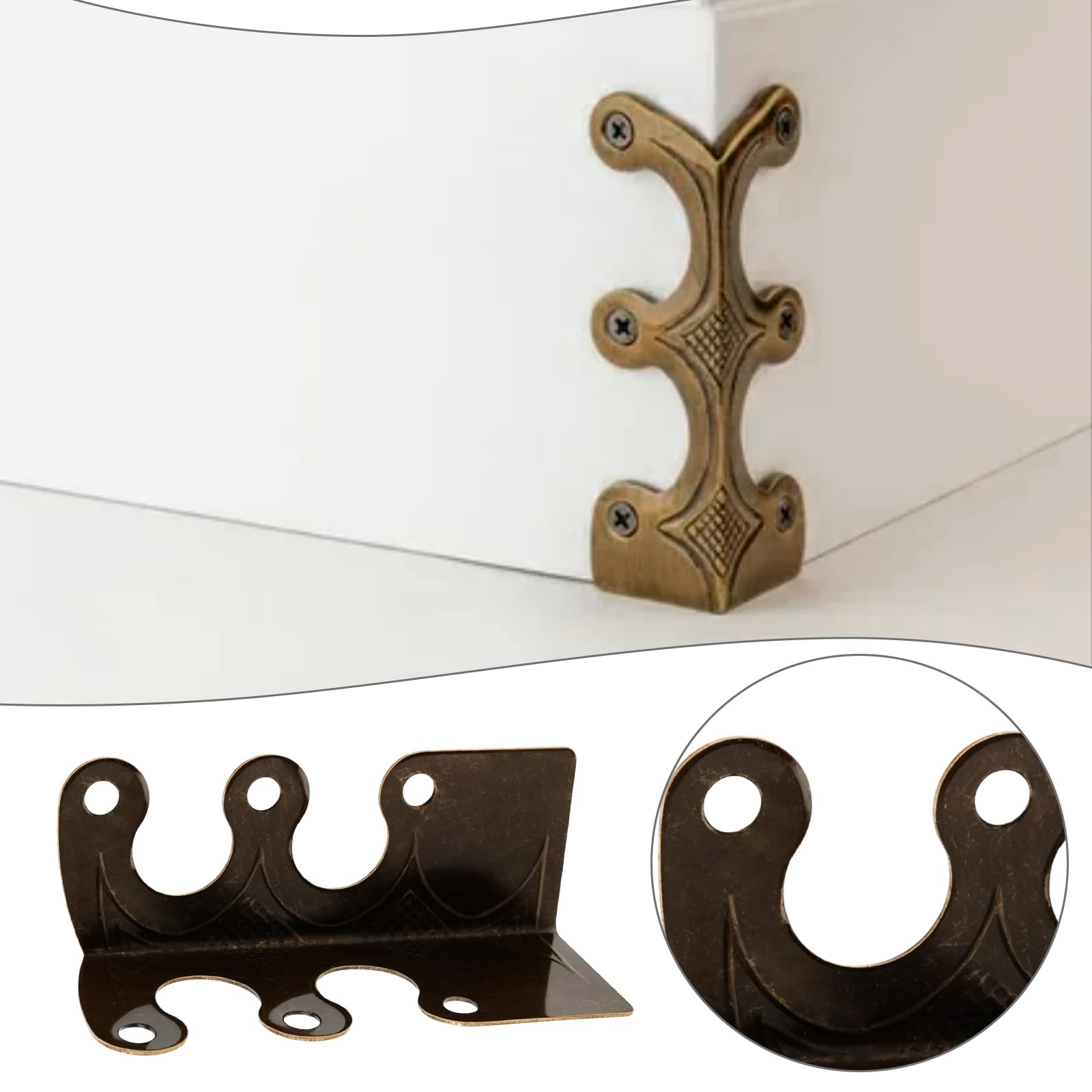 LT Easiyl 12Pcs Metal Corner Protectors Baseboard with Screws for Furniture Living Room Office and Jewelry Gift Packaging 4.8x2.9x2.1cm Bronze - Image 3