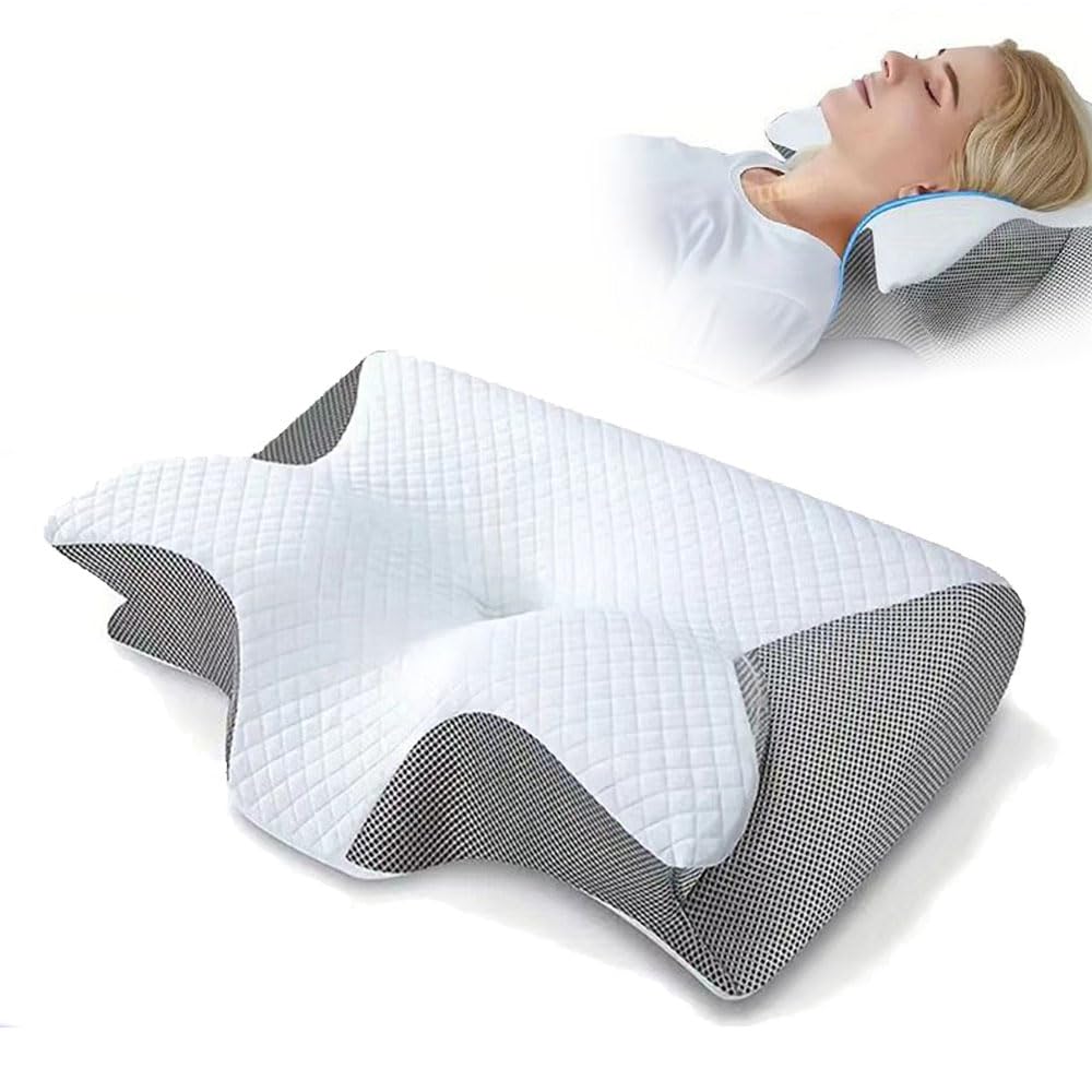 MEIION zen-pro Cuscino Ergonomico per la Cervicale 2 in 1 Oreiller ergonomique à mémoire de forme pour le cou, avec housse amovible et lavable