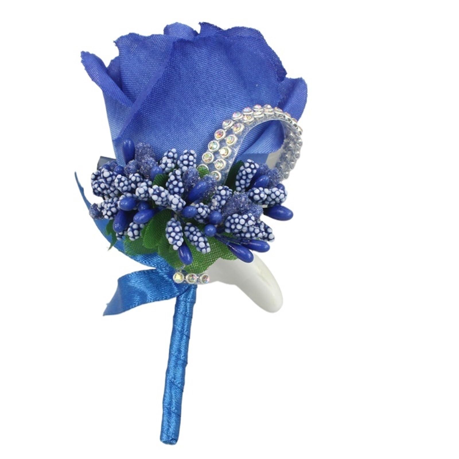 WTAXBH Corsages for Weddings 2pcs Wedding Corsages And Boutonnieres Artificial Roses Silk Groom Boutonniere Flower Groomsman Buttonhole(Blue)