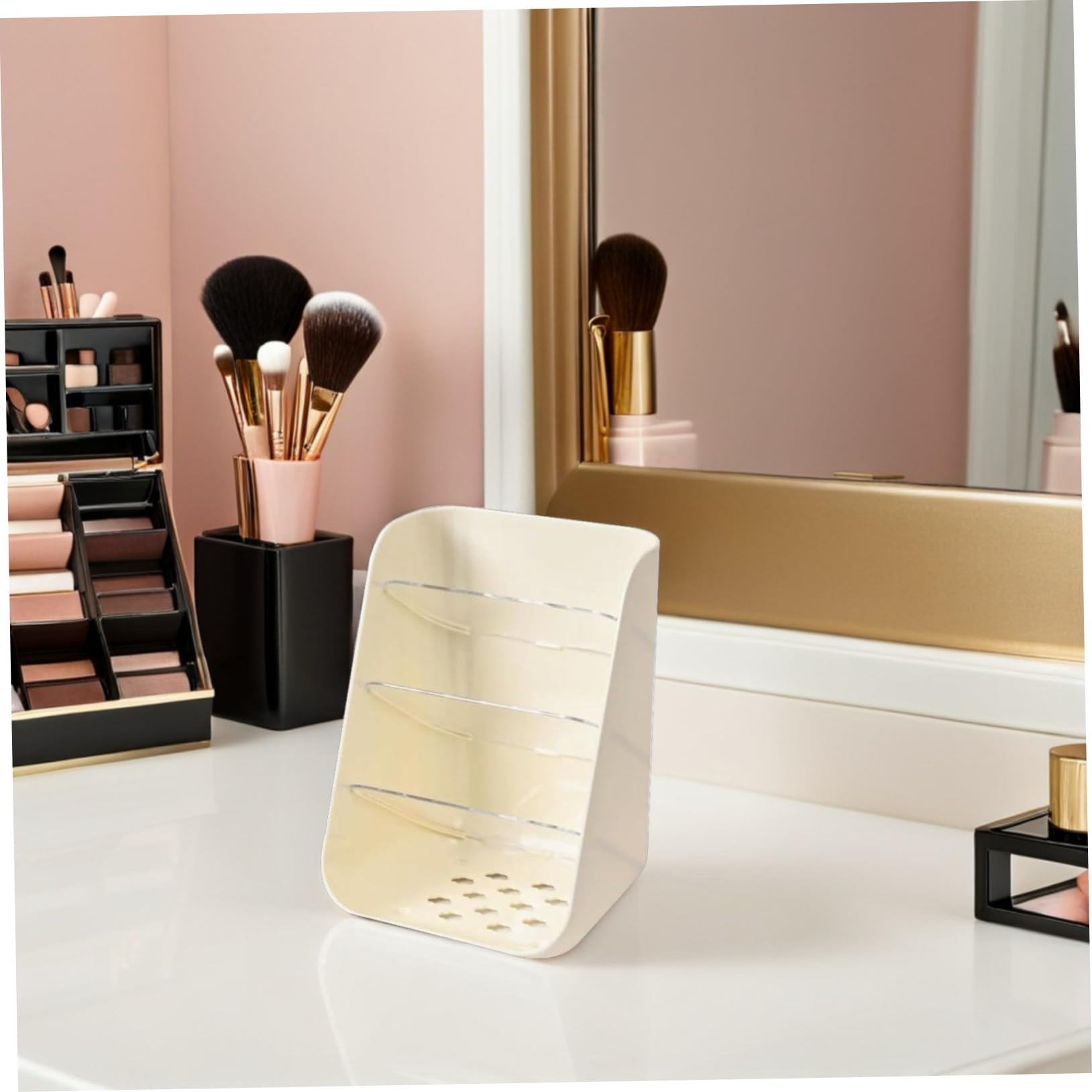 Organizador de Bolígrafos Transparente 2 Piezas Caja de Almacenamiento para Lápices y Pinceles de Maquillaje con Base Estable para Oficina o Dormitorio