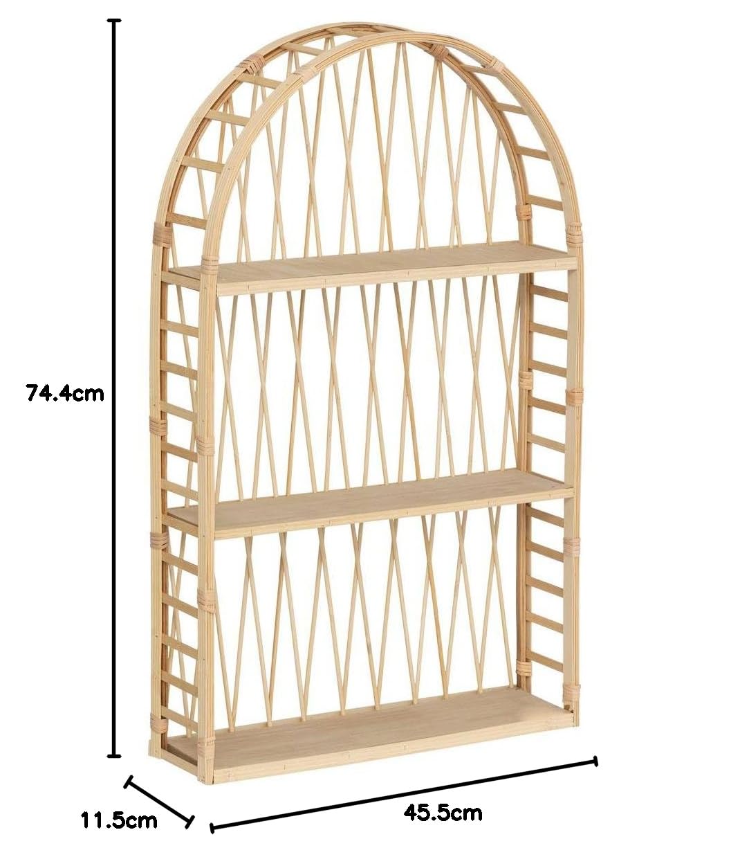 Atmosphera - Étagère Murale Anahi - Bambou - H 74 x L 45 cm, 3 Niveaux, Style Bohème - Pour Entrée, Chambre, Salon