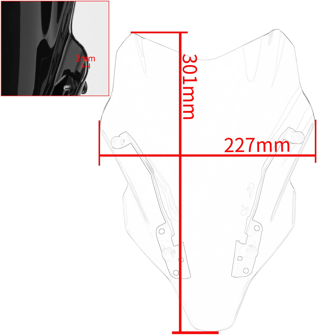 Motorcycle Windscreen Windshield for Yamaha MT-07 FZ-07 MT07 FZ07 2021 2022 2023 Fairing Wind Screen Deflector Visor Protector (Lightsmoke)