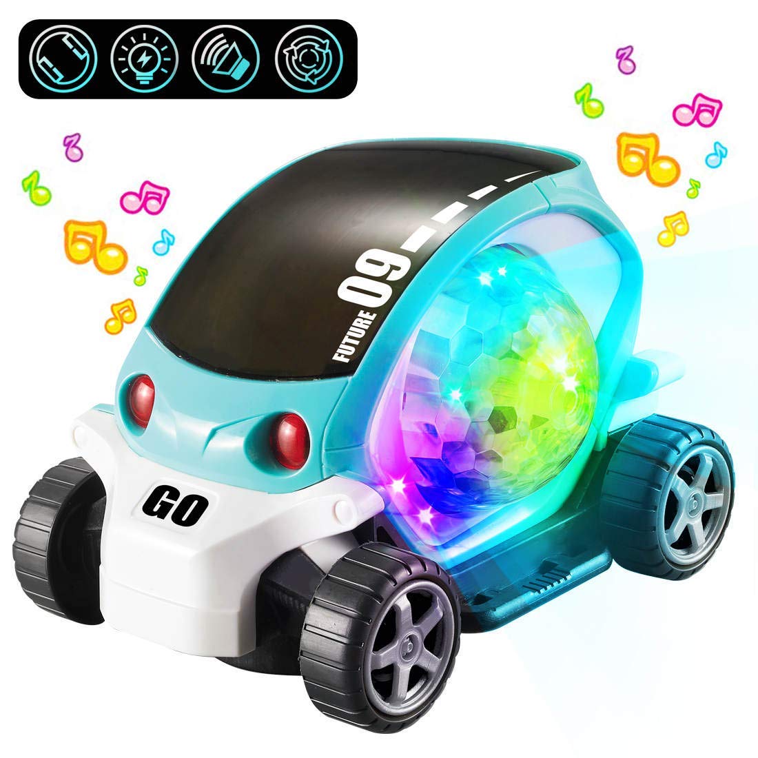 Buy Gooyo 360 Degree Rotating Stunt Car Bump and Go Toy with 4D Lights