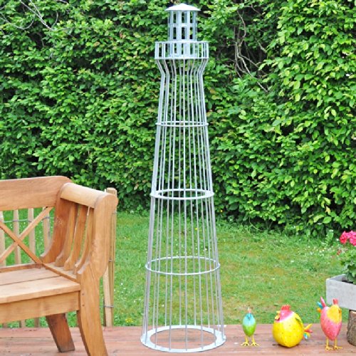 Leuchtturm 1,80m hoch, Gabione, Garten-Dekoration, verzinkt, Metalldeko