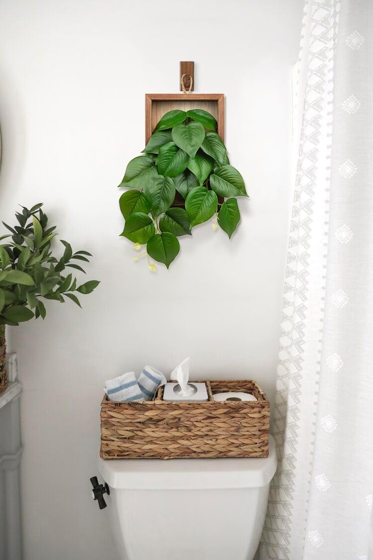 DILATATA Artificial Hanging Plants with Wooden Frame 2 Pack Faux Pothos Leaves Hanging Vine Greenery Plants for Living Room Bedroom Farmhouse Office Home Decor - Image 6