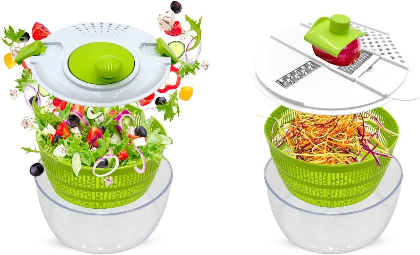 Lumme Salad Spinner Vegetable Chopper Multifunctional includes a shredding board with multiple blades, easy to use, Spin dry, and chop your favorite Salad greens, fruits, and Vegetables…