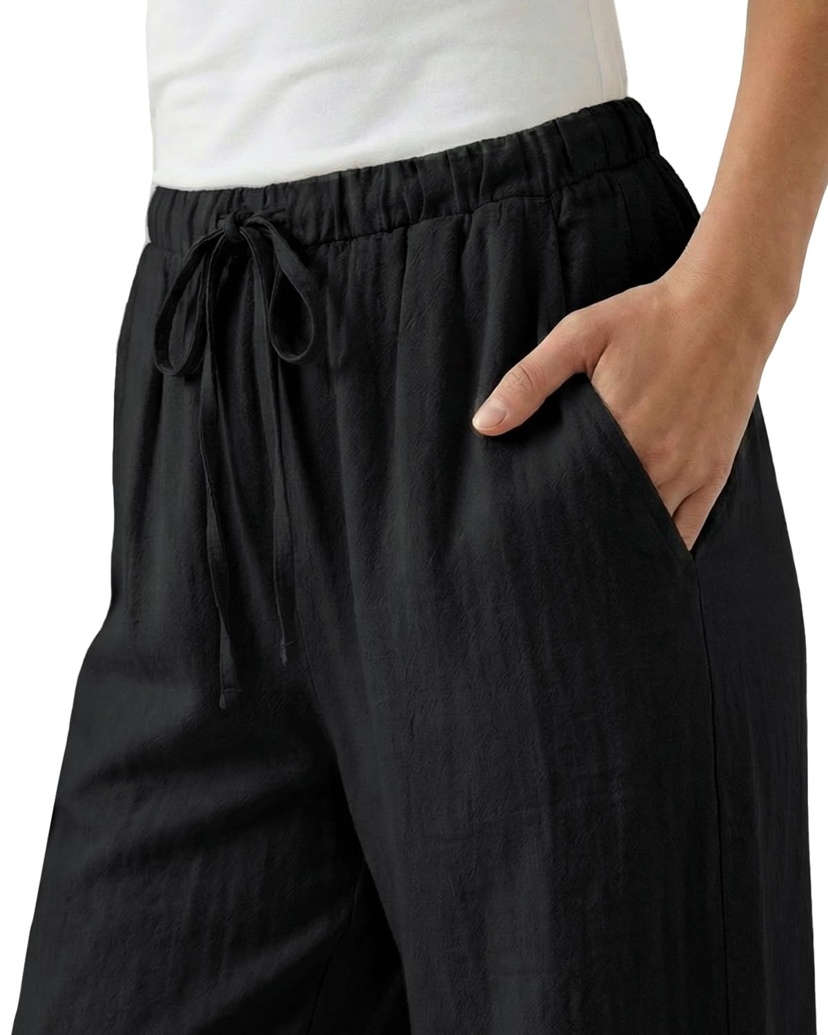 Zylioo Pantalon haut en lin pour femme, 1,8 m, léger, coupe décontractée, pantalon décontracté pour femmes de grande taille, jambe droite