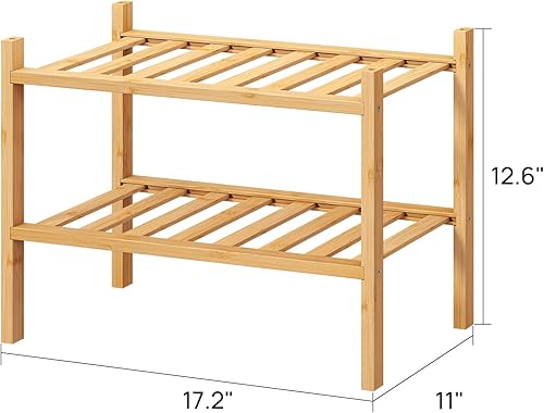 Vista 179 de Zapatero de bambú negro de 4 niveles para entrada, apilable, plegable, natural, organizador de zapatos para armario de pasillo, zapateros de pie