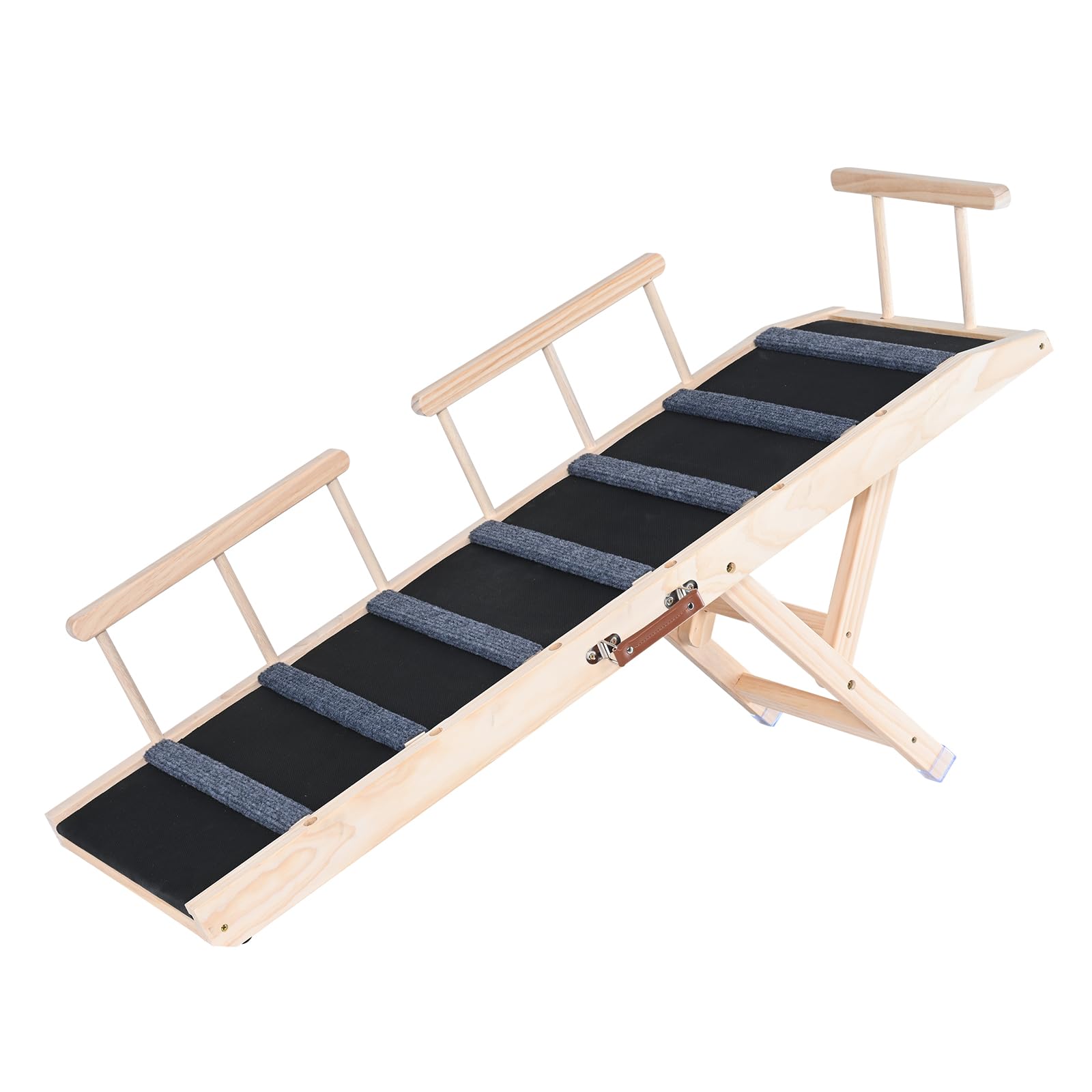 VEVOR Rampa per Cani Lunghezza 1200 mm, Rampa per Auto Pieghevole Antiscivolo per Cani Gatti Altezza Regolabile 35-70 cm, Scivolo per Animali Domestici in Legno a Casa per Auto, Scala per Gatti Cani
