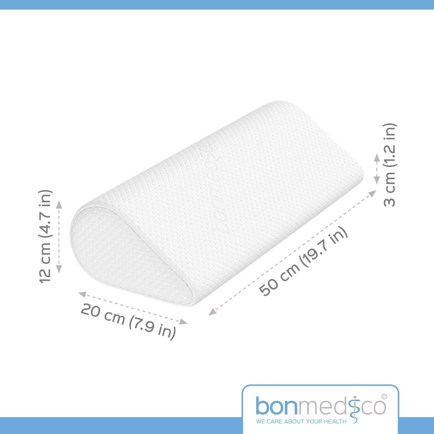 bonmedico Cuscino Cervicale Ergonomico in Memory Foam - Guanciale Anatomico Traspirante per Dormire su Letto - Poggiatesta Ortopedico con Federa Lavabile per Collo e Testa