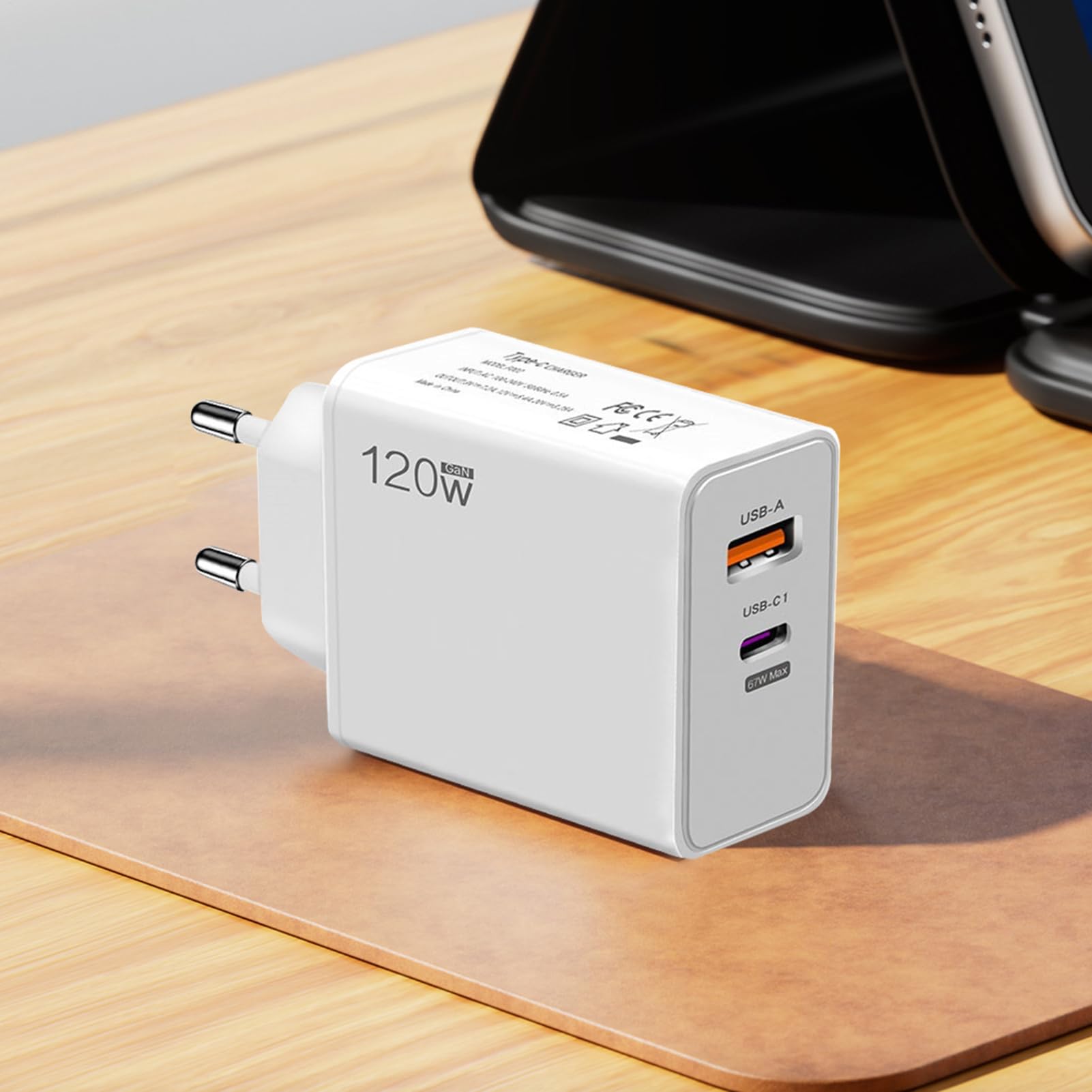 Caricatore per telefono Ricarica Rapida - Alimentatore da Parete 120W | Adattatore Compact Cube Accessori Telefono per Casa Ufficio Dormitorio