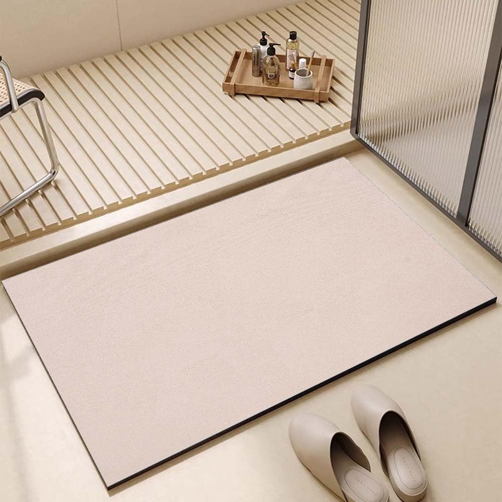 Alfombrilla de Baño Absorbente 60x120cm,Alfombra Diatomita Baño Antideslizante,para Bañera,Ducha,Beige