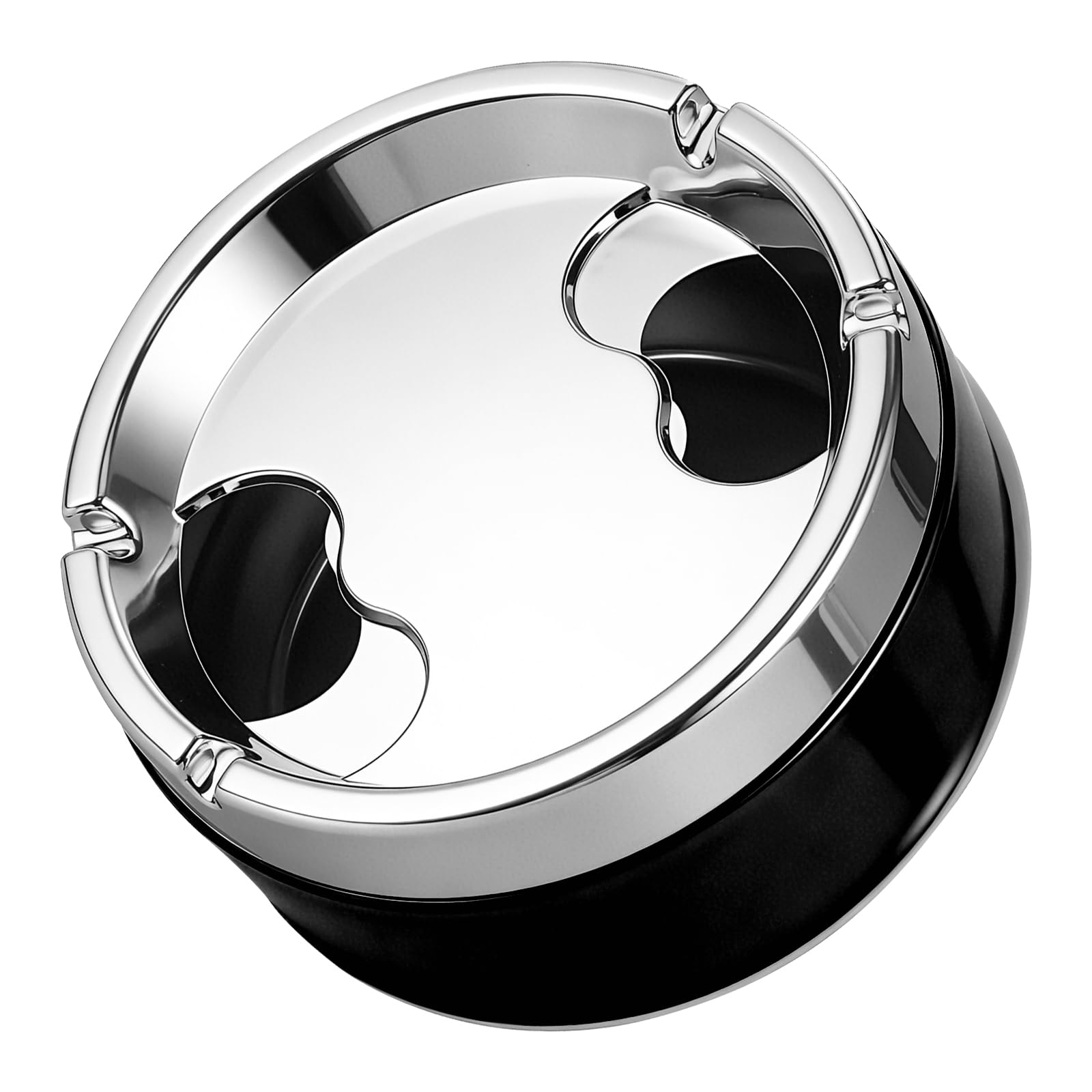 Ezvezs Black Car Ashtray,Stainless Steel Round Ashtray For Car,Windproof Ashtray With Rotating Lid,Portable Ash Tray Smell Proof,Detachable Car Ash Tray,Smokeless Outdoor Indoor Ashtrays For Car Office (Black)