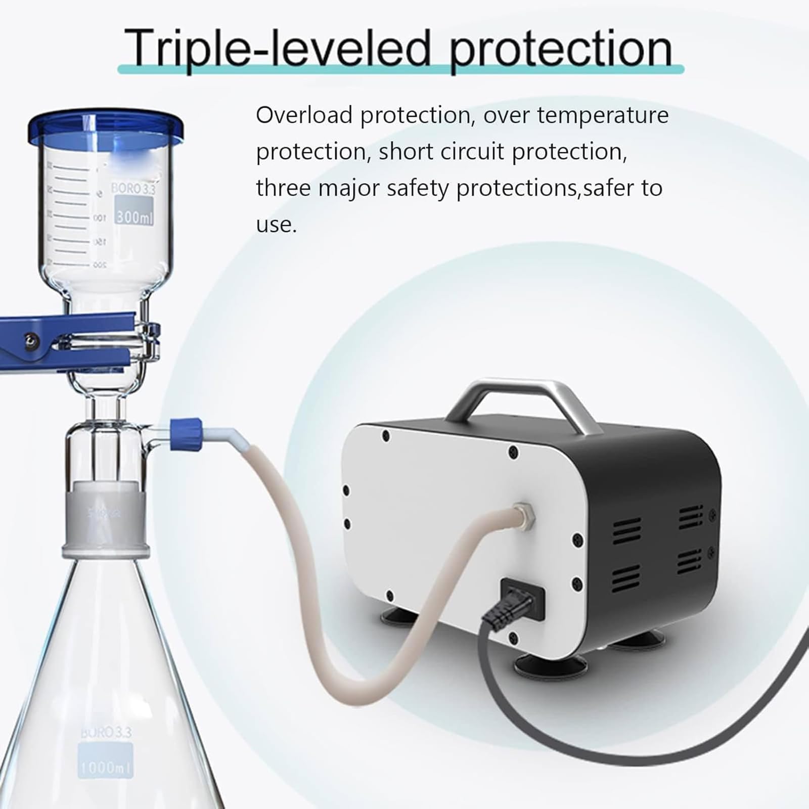 Mini-Laborvakuumpumpe, Ölfreie Membran-Laborvakuumpumpe, 0,075–0,085 MPa Und 10 L/15 L/30 L Pro Minute, Sicherheitsschutz Und Geräuscharmer Betrieb Für Filtrationsarbeiten Im Labor