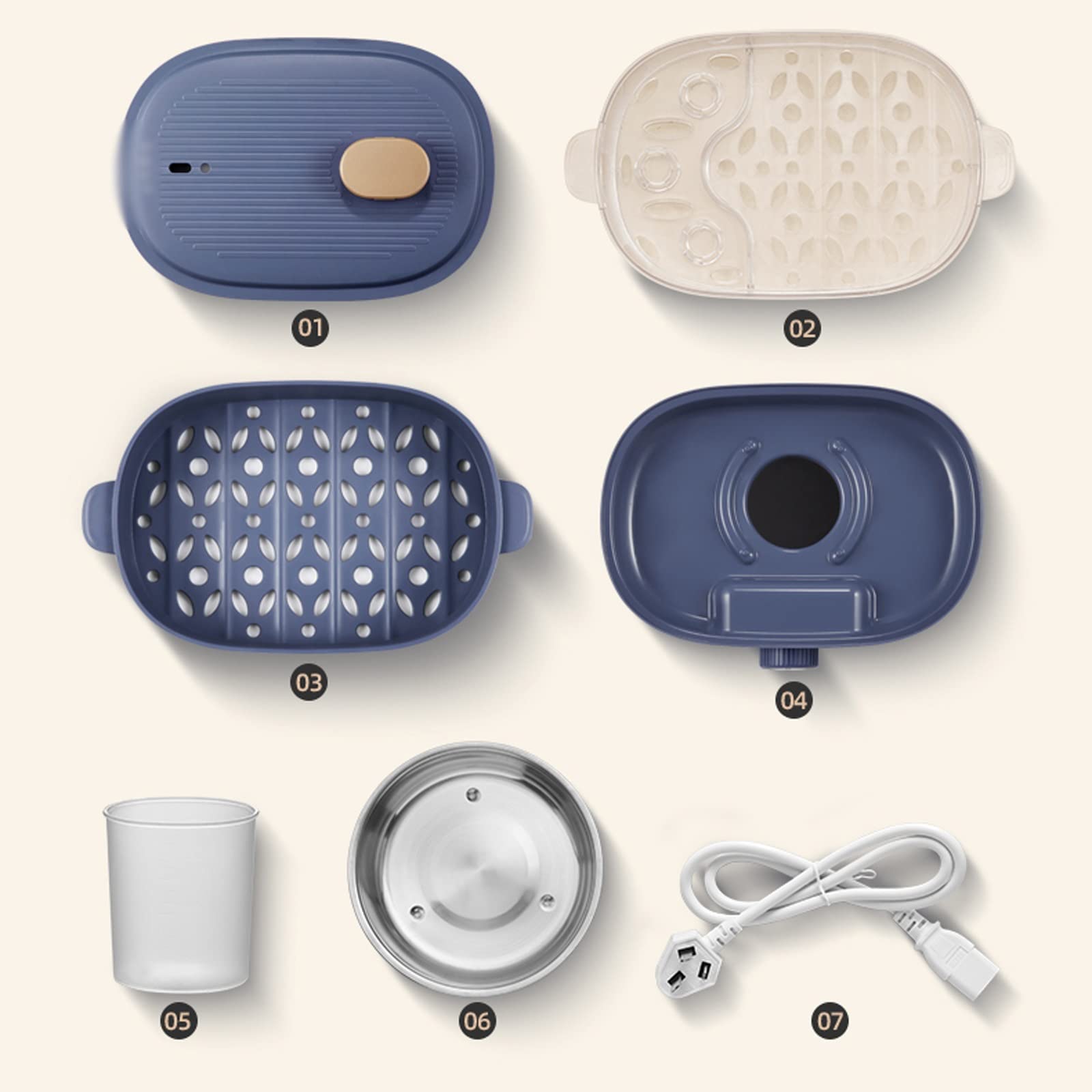CASOTA Hervidor de Huevos eléctrico Hervidor de Huevos, vaporizador eléctrico pequeño for el hogar Azul Temporizador de Gran Capacidad Hervidor de Huevos eléctrico de Doble Capa