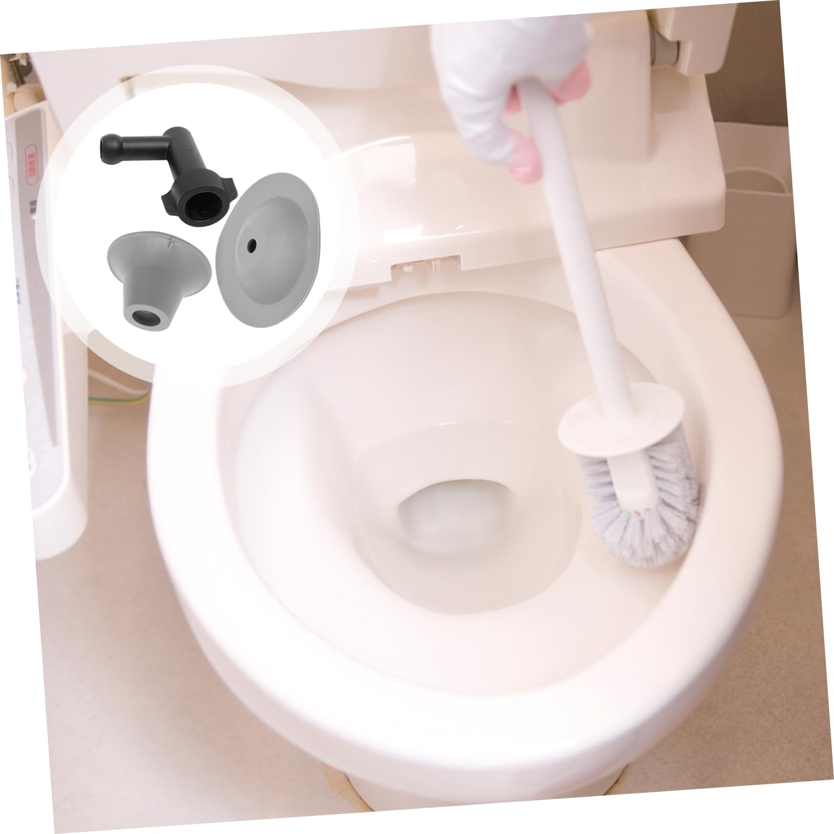 Ciieeo Desatascador de Desagüe para Obstrucción de Inodoro Flexible, Pistón, Cabeza Giratoria y Mango Ergonómico, Plástico Blanco