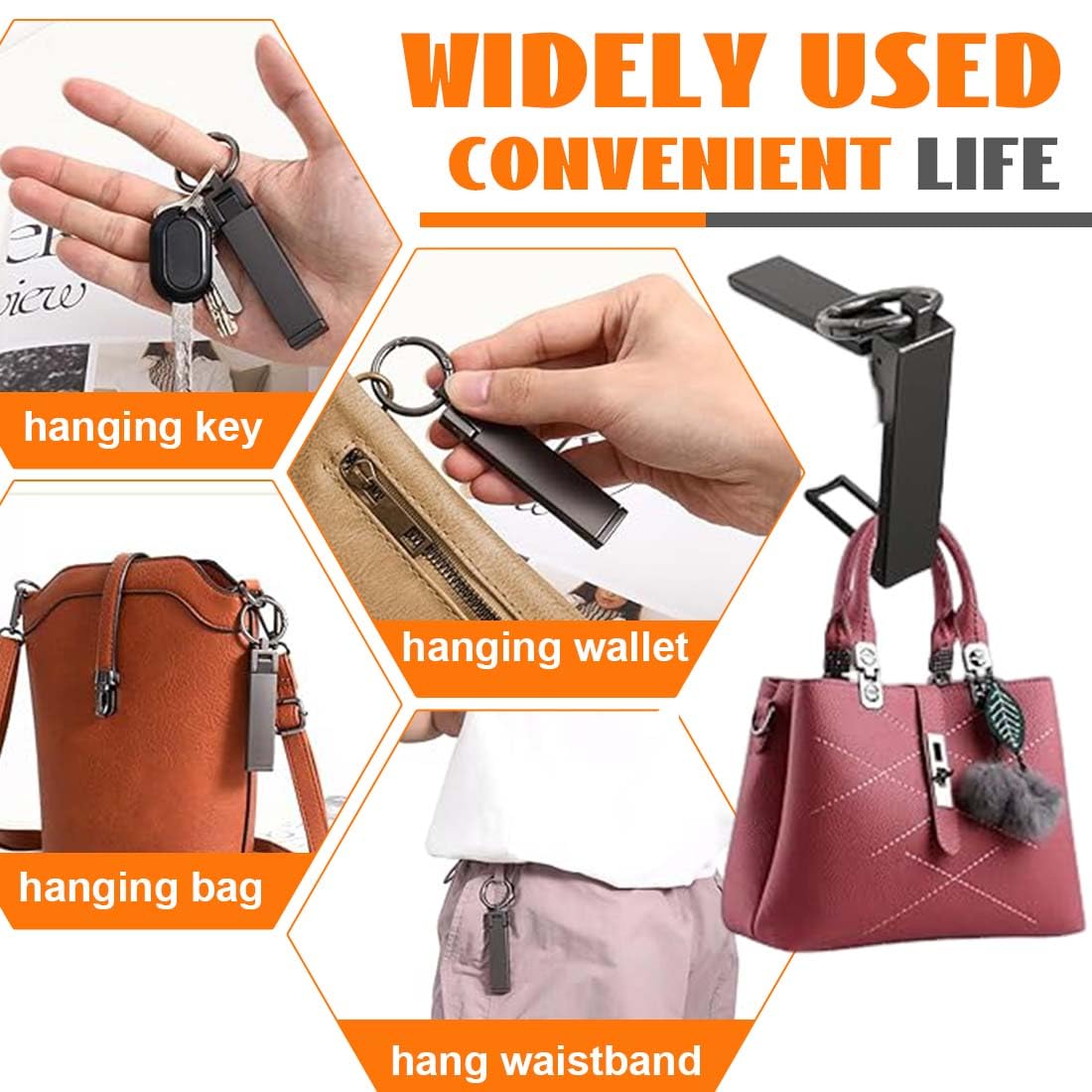 Gancio Pieghevole Per Borsa Da Tavolo 3 In 1 – In Lega Di Titanio, Antiscivolo, Sostiene Fino A 5 Kg, Portatile Con Anello