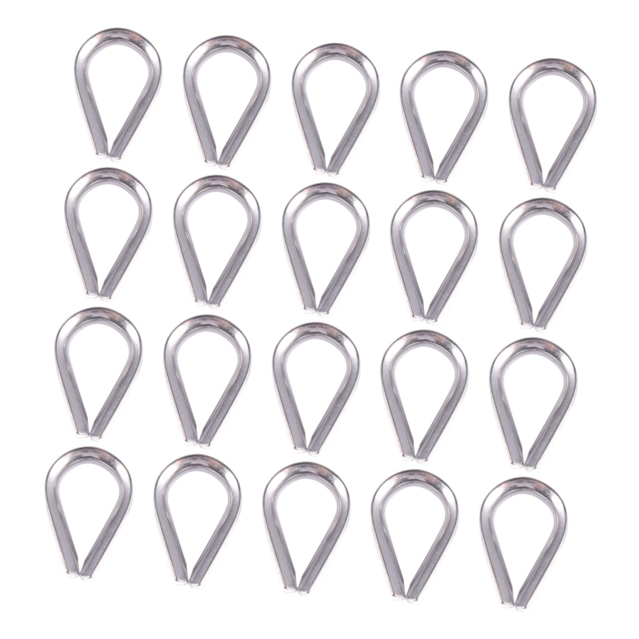 NAMOARLY 20pcs Stainless Steel Wire Rope Clamps Chicken Heart Shape Ring Cable Thimble Industrial Marine Use