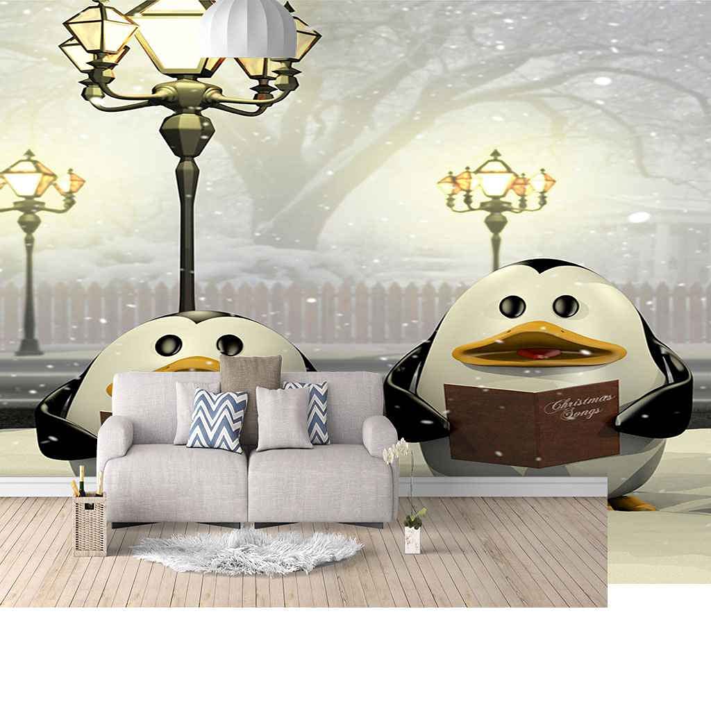 Papier Peint Panoramique Pingouin Animal 3D | Photo Papier Peint Salon Canapé TV Fond 250x175