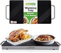Vista 12 de NutriChef Placa eléctrica portátil para alimentos, bandeja de calentamiento de acero inoxidable y calentador de platos con parte superior de vidrio
