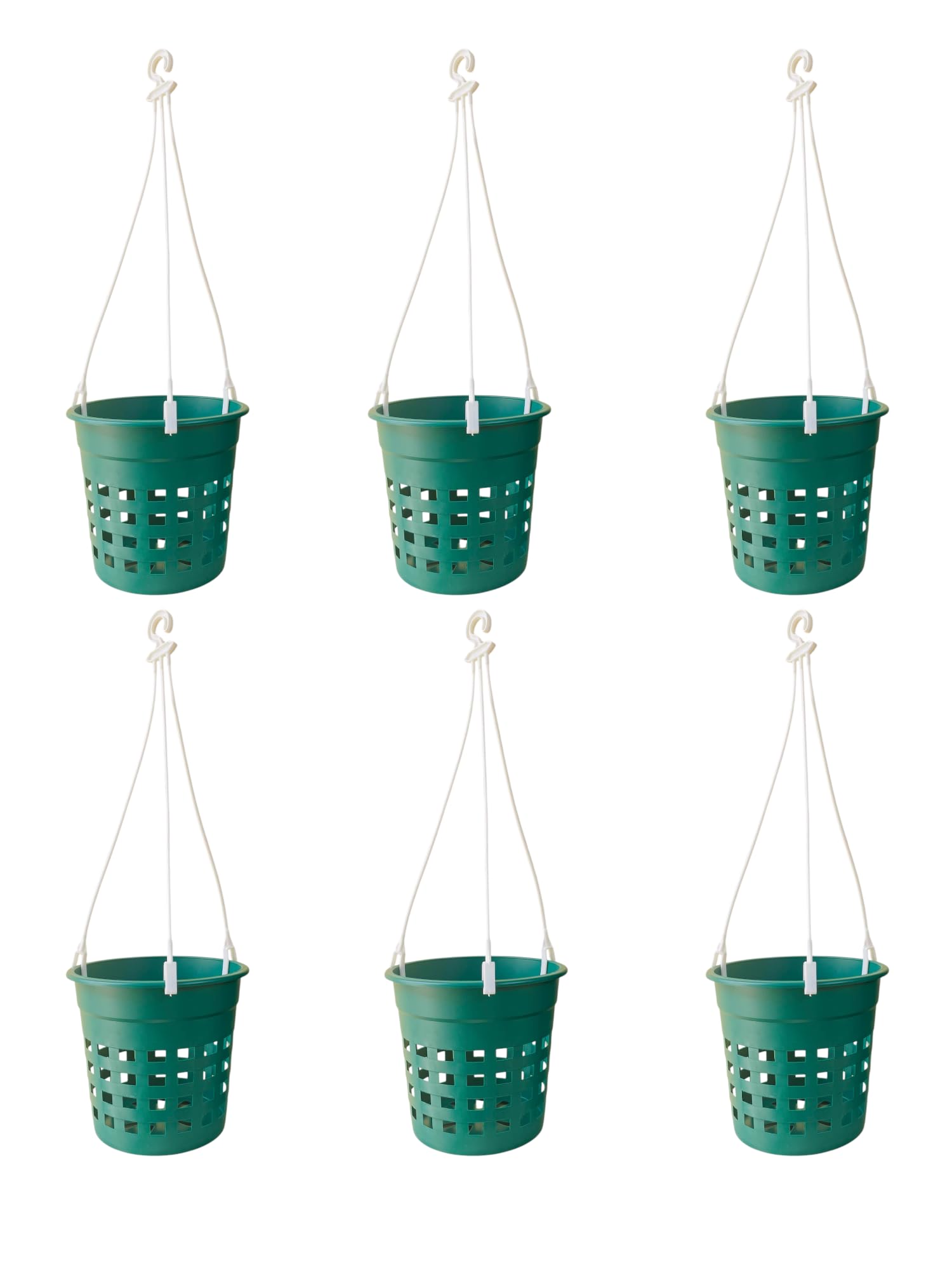 Orchid Hanging Planter Pot with Hanger/Net Pot for Orchid/Green Pot/Pack of 6-image-6