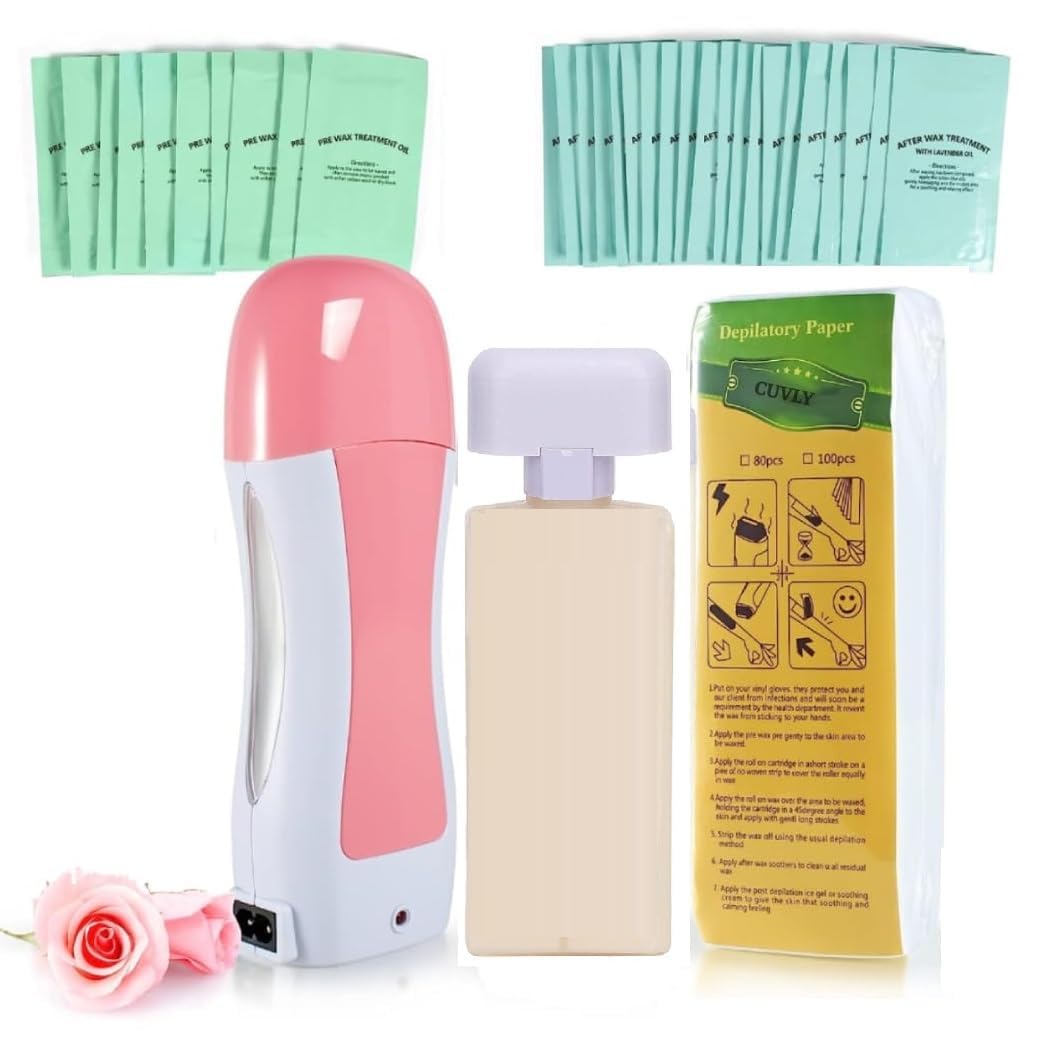 Hair Removal Wax Kit Wax Heater Machine Roll on Hair Removal Wax Kit Wax Heater machine,Refill Cartridge Strips With Wipes Waxing kit for Women Waxkit (wax Roller Heater Machine Combo) (3)-picture-33