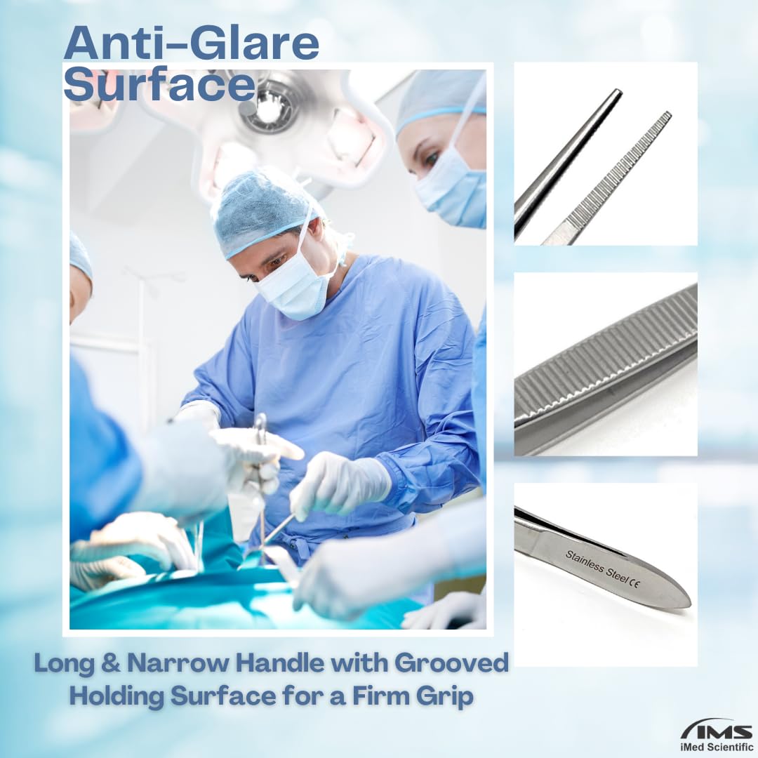 3 Pcs Precision Serrated Stainless Steel Lab Tweezers Straight & Offset Handle Forceps with Very Fine Points (8
