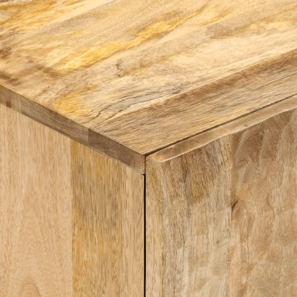 TV-Schrank 80x31x46 cm aus massivem Mangoholz, Robustes Media-Center für Wohnzimmer, Schlafzimmer, Konsolentisch mit Stauraum, Eisenbeine
