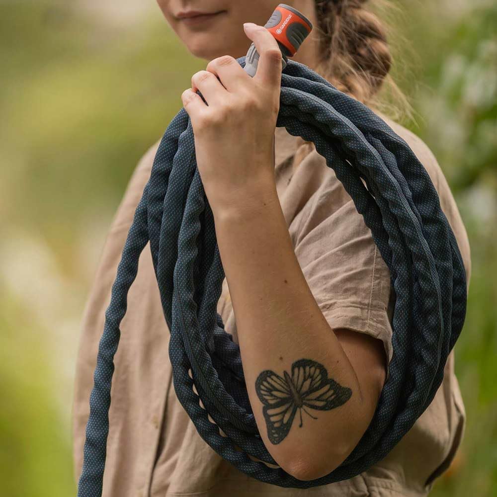 Gardena Liano Xtreme 1/2 inch, 15m set: Extremely robust textile garden hose, for indoor water taps, with PVC inner tube, lightweight, weather-resistant (18465-20)