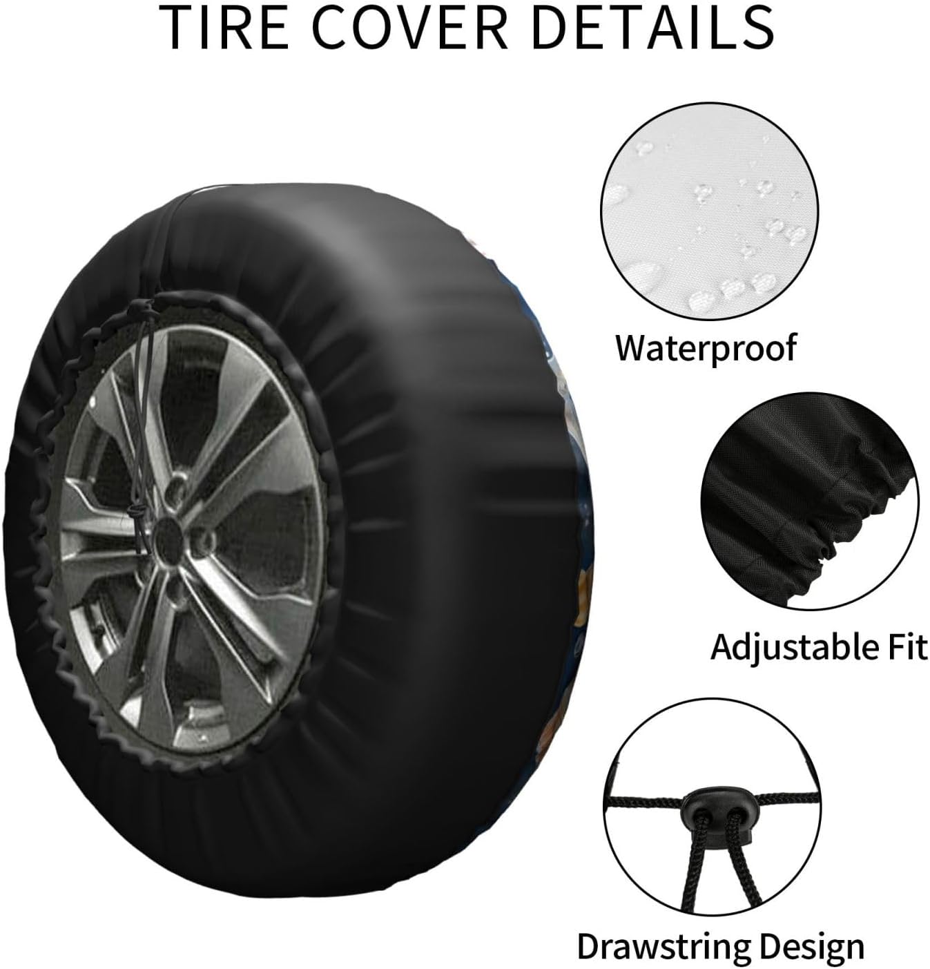 Starfish and Seashell Pattern Print Tire Cover Universal Spare Wheel for Trailer Rv SUV Truck Camper Travel Accessories