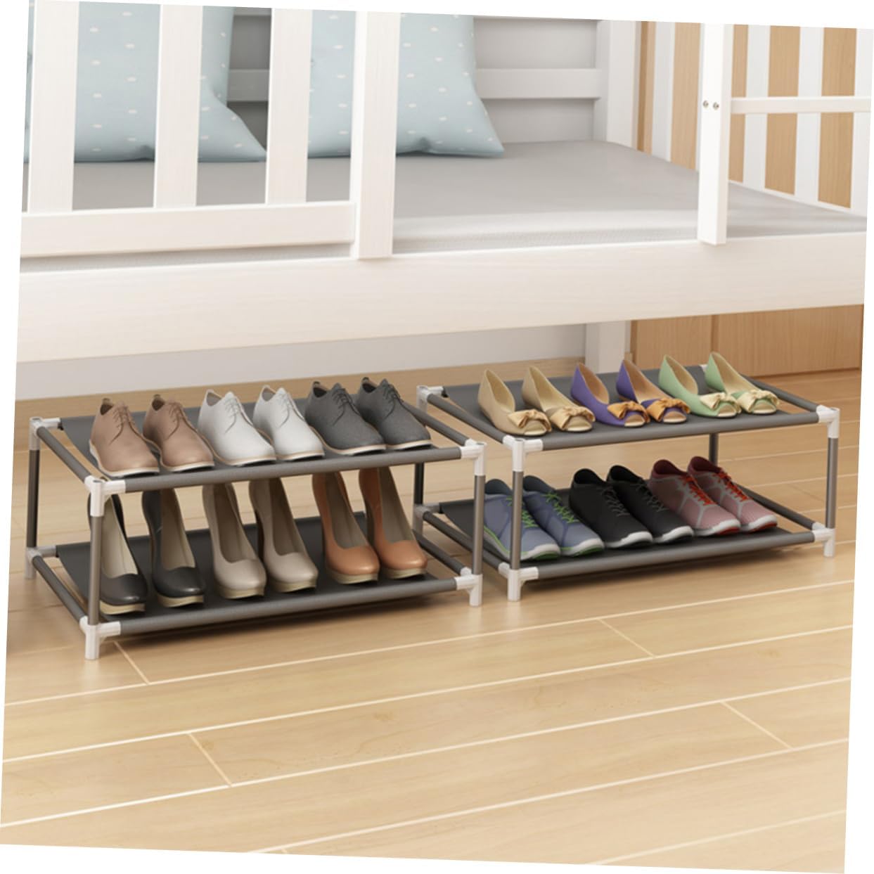 Space-Saving Metal Shoe Rack for Bedroom and Dorm Organizer with Sturdy Frame Easy Installation for Compact Storage and Spaces