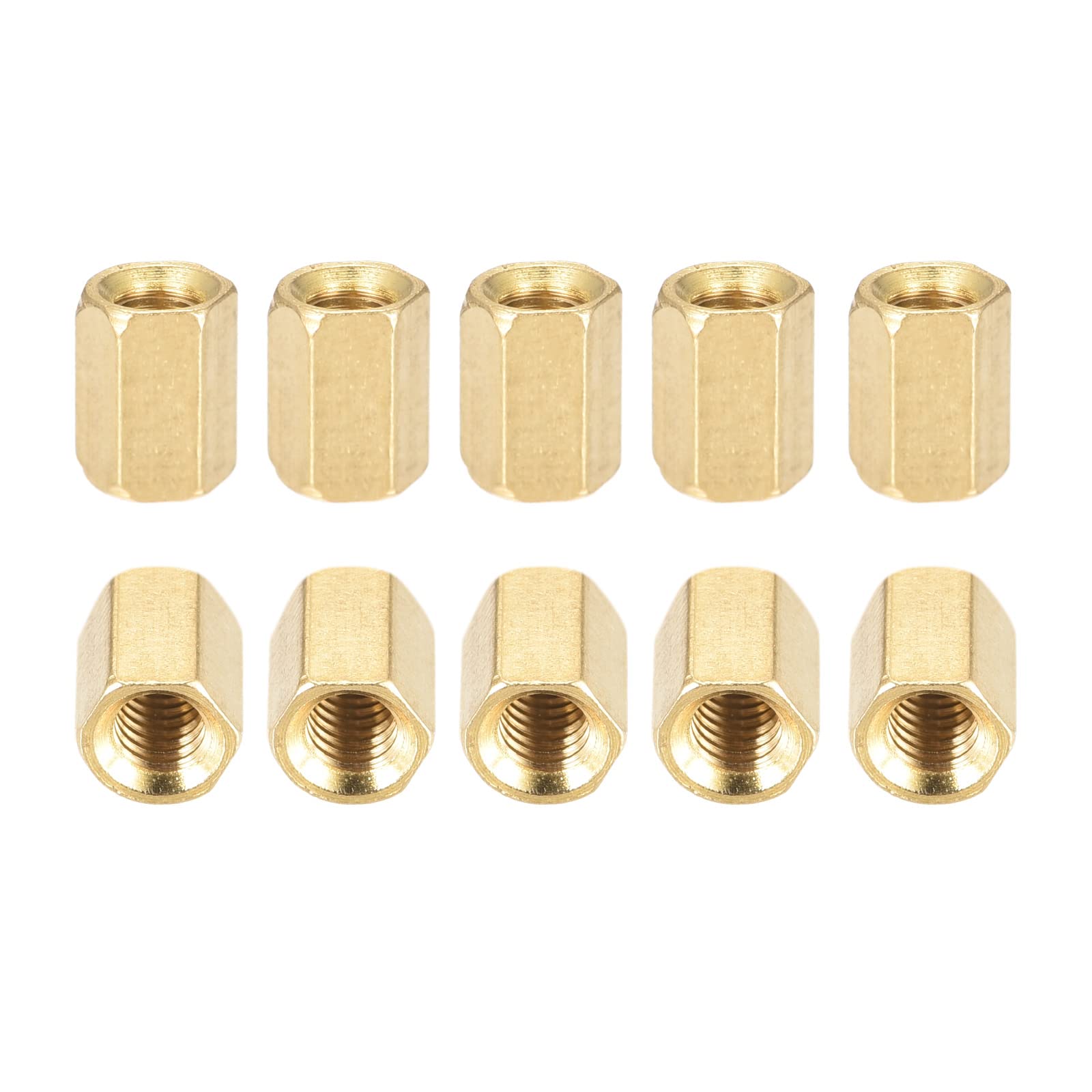 DTGN M4x6mm(DxL) - Hex Standoff Spacer Nuts -100Pack- Good for Electronic Machine - Brass Coupling Screws - Copper Tone