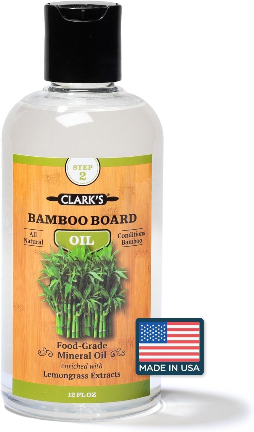 CLARK'S Bamboo Board Oil (355ml) - Enriched with Lemongrass Extract - Specially Formulated for Bamboo Chopping Boards and All Things Bamboo