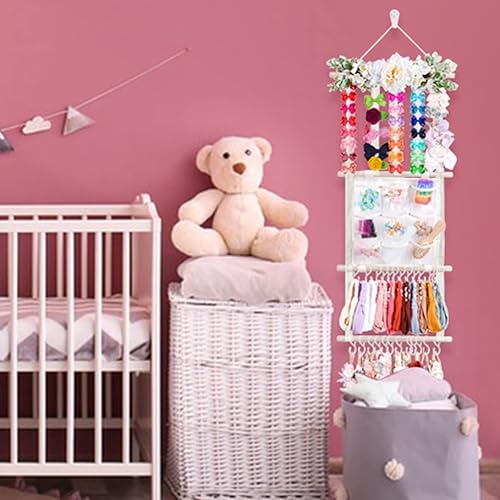 Miniatura 3 de OOSAKU Soporte para diademas para niñas, accesorios para el cabello de bebé, organizador de almacenamiento para colgar en la pared, decoración para