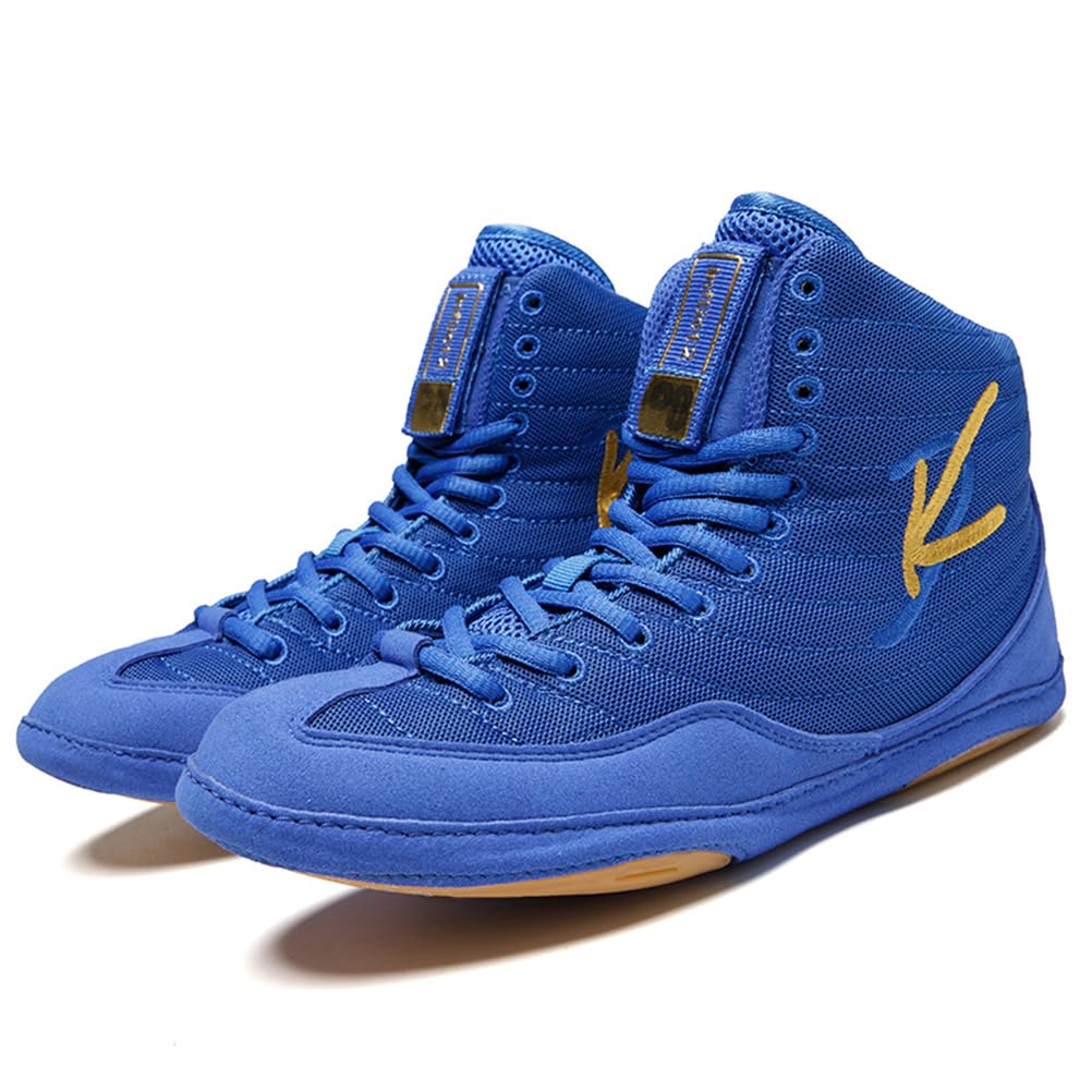 Zapatos De Lucha Unisex para Adultos, De Hombre Y Mujer, De Caña Alta, Ligeros, para Fitness, Boxeo, Kickboxing, Gimnasio Y Deportes,Azul,40 EU