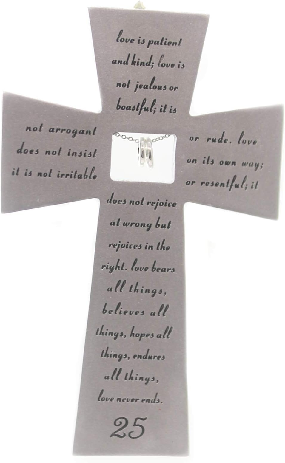 25th Silver Wedding Anniversary Wall Cross Love Never Fails
