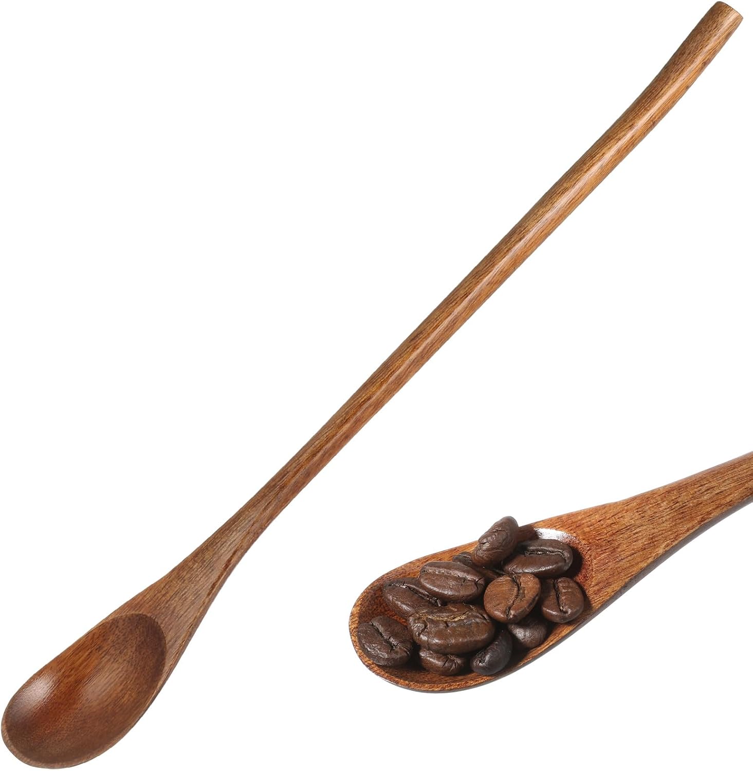 BESPORTBLE 2pack Long Handle Wooden Coffee Spoon Japanese Style Stirring Spoon Small Honey Retro Wood Stirring for Coffee And Honey