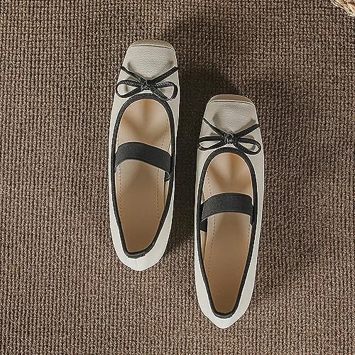 INEELUYI Bowtie Ballets Flats for Women Square Toe Slip on Comfortable Dress Ballerina Flats Mary Jane Shoes4