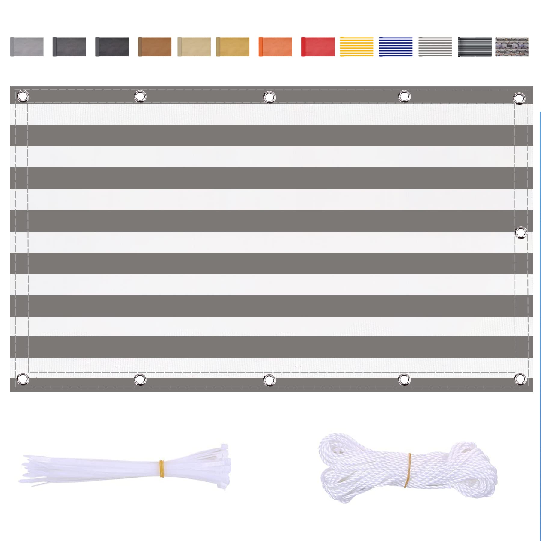 Pantalla de privacidad para balcón Cubierta de balcón Revestimiento Interior de balcón 150x900 cm Pantalla de privacidad para balcón Gris y Blanco Cubierta de balcón Revestimiento de balcón