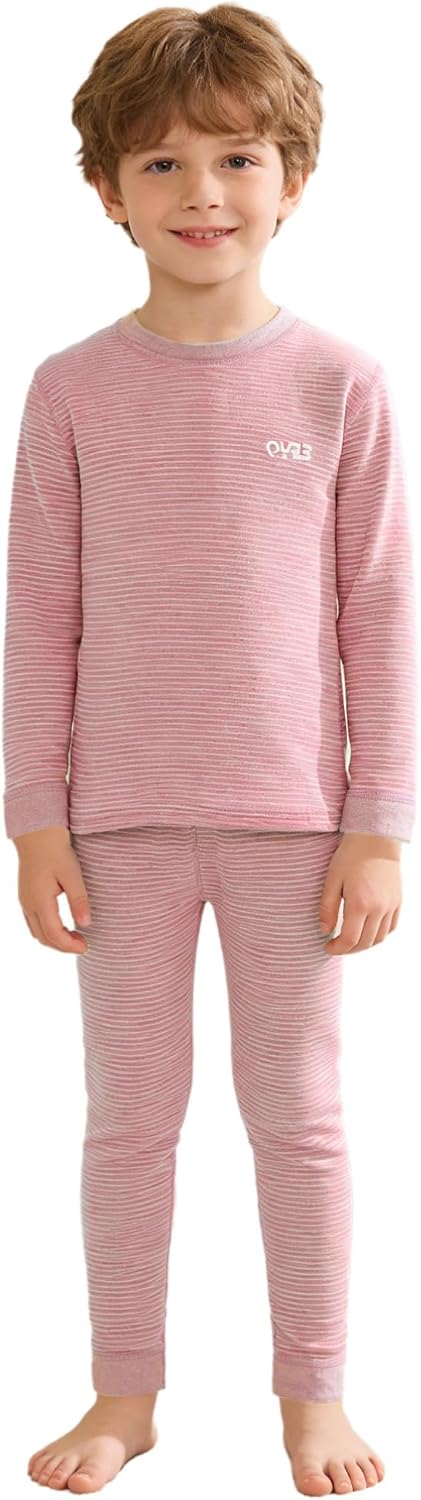 TiaoBug Thermal Underwear for Kids Boys Girls Winter Base Layer Crew Neck Long Sleeve Top with Leggings Long Johns Set