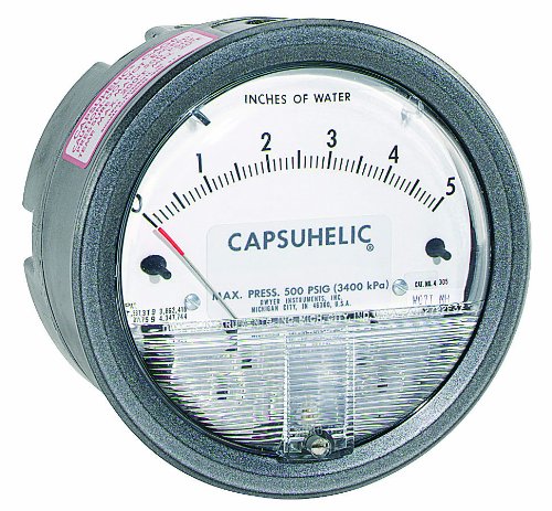 Dwyer Capsuhelic Series 4000 Differential Pressure Gauge, Range 0-2 psid