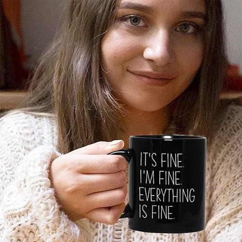 Miniatura 7 de Bubble Hugs Taza de café motivacional de 11 onzas, con texto en inglés "It's Fine I'm Fine Everything's Fine Everything's Fine", taza inspiradora y