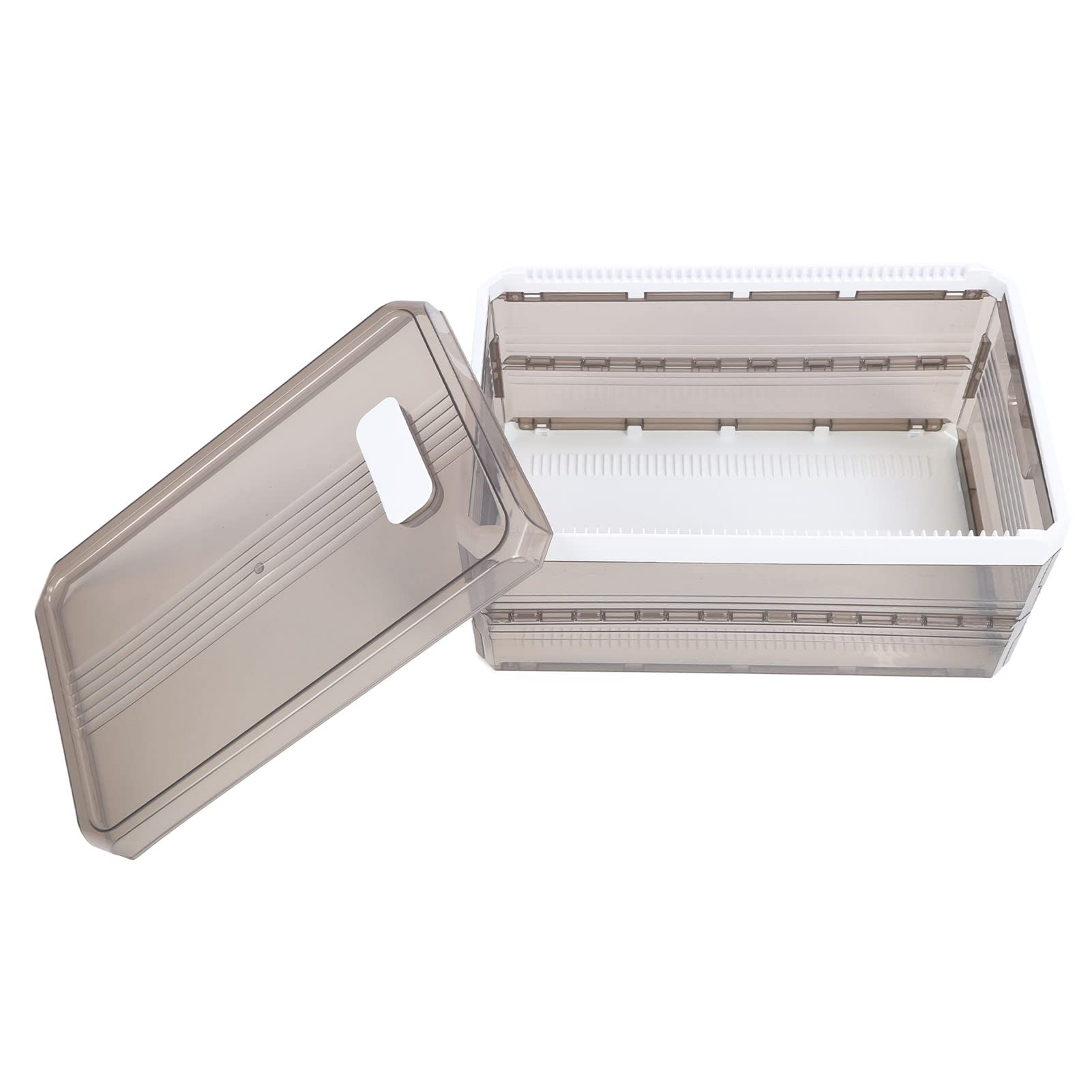 Organizador de Armario, Contenedores de Almacenamiento con Compartimentos Plegables de PP con Riel Deslizante, Caja de Almacenamiento de Rejilla Desmontada con Placa(1 Grids -A)