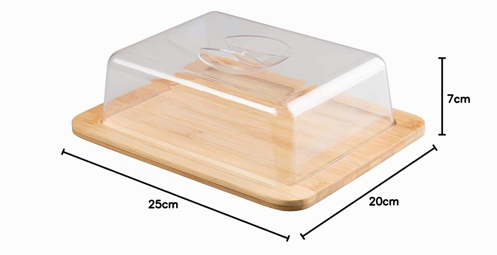 Boîte à Fromage Plateau, Cloche, Carré en Bambou avec Couvercle Boite à Fromages ou Dégustations - L.25 x l.20 x H.7,5 cm. Bois