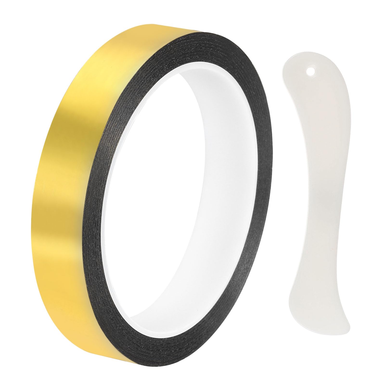 DEFANEX Metallic Mirror Tape (18mm x 50m, 0.05mm, Gold) Self Adhesive Duct Tape, for Wall Decoration Border DIY Gift Wrap