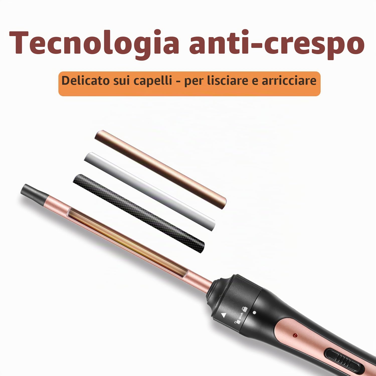 Ferro arricciacapelli piccoli ricci, mini arricciacapelli Haglater 9 mm, arricciacapelli sottili sottili e stretti, riscaldamento rapido 40 secondi, 2 temperature 180 °C/210 °C, bigodini per capelli