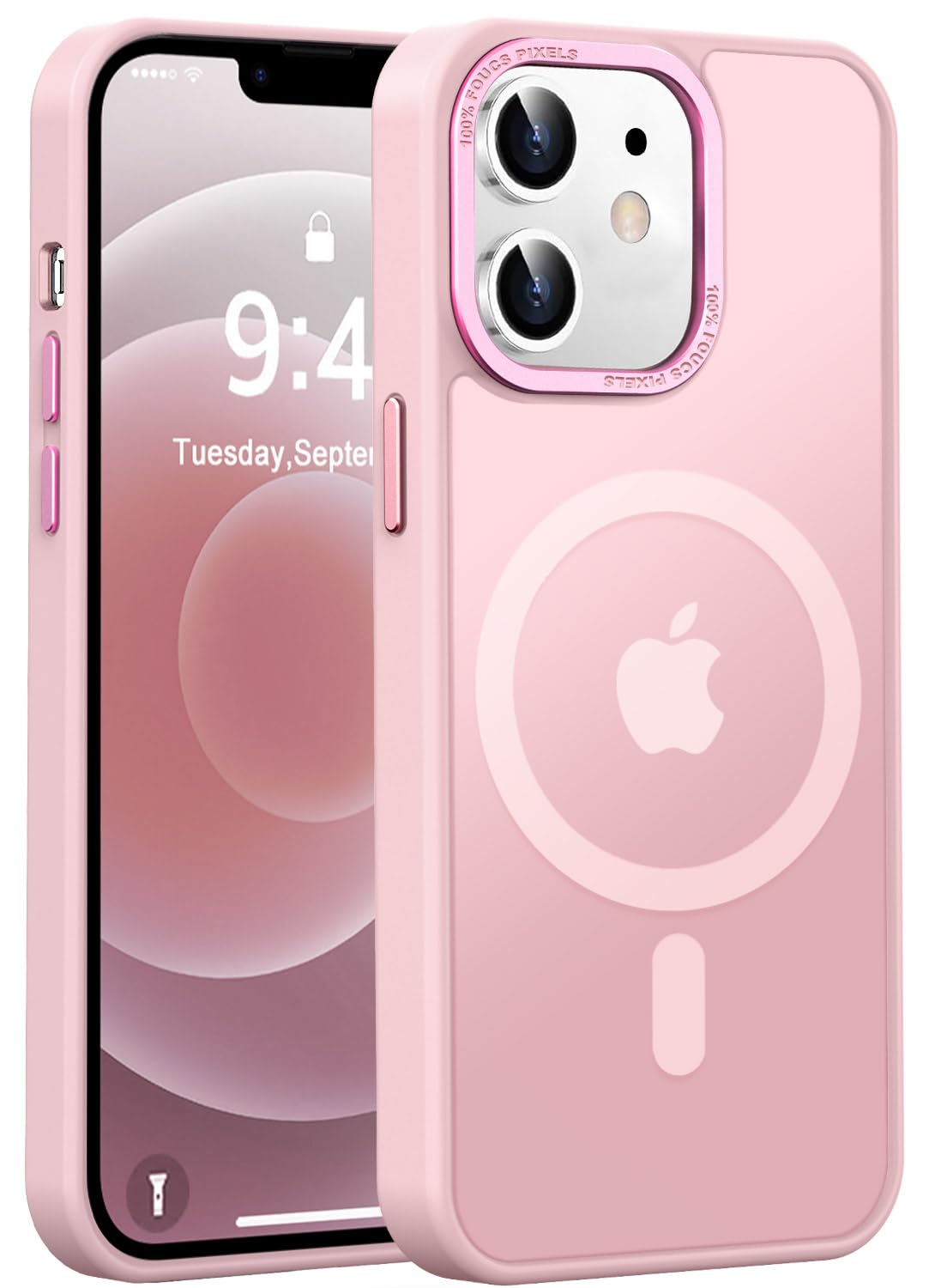 Newfuture Designed for iPhone 12 Case/iPhone 12 Pro Case with Magnetic [13 FT Military Drop Protection] [Compatible with Magsafe] Translucent Shockproof with Anti-Fingerprint Phone Case, Tender Pink Tender Pink iPhone 12/iPhone 12 Pro 6.1inch