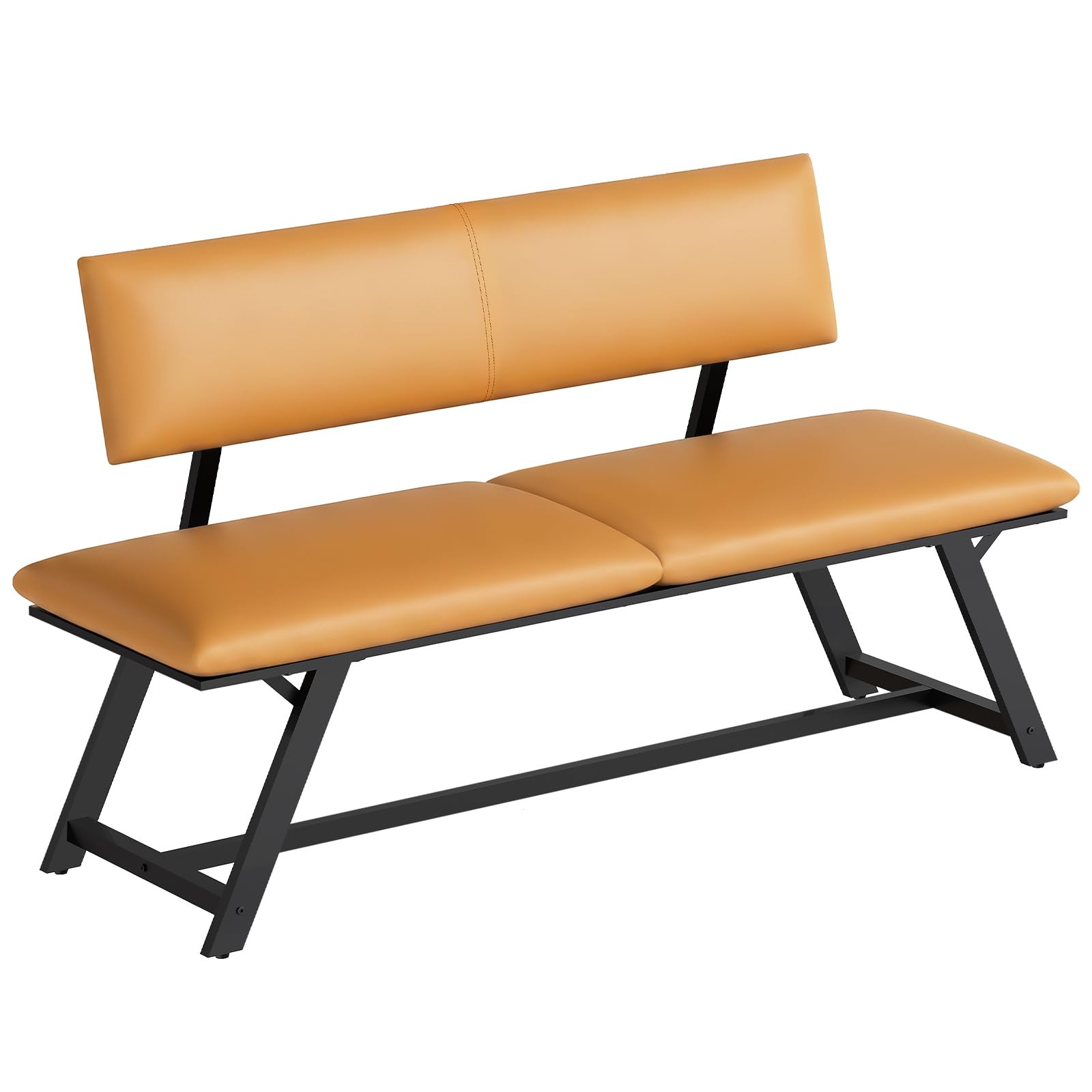 HOOBRO Banco con Respaldo, Asiento con Respaldo para Comedor Acolchado en PU, Banco de Comedor, Capacidad para 2-3 Personas, Apto para Comedor, Cocina, Salón, Pasillo, Marrón y Negro ECB18CD01
