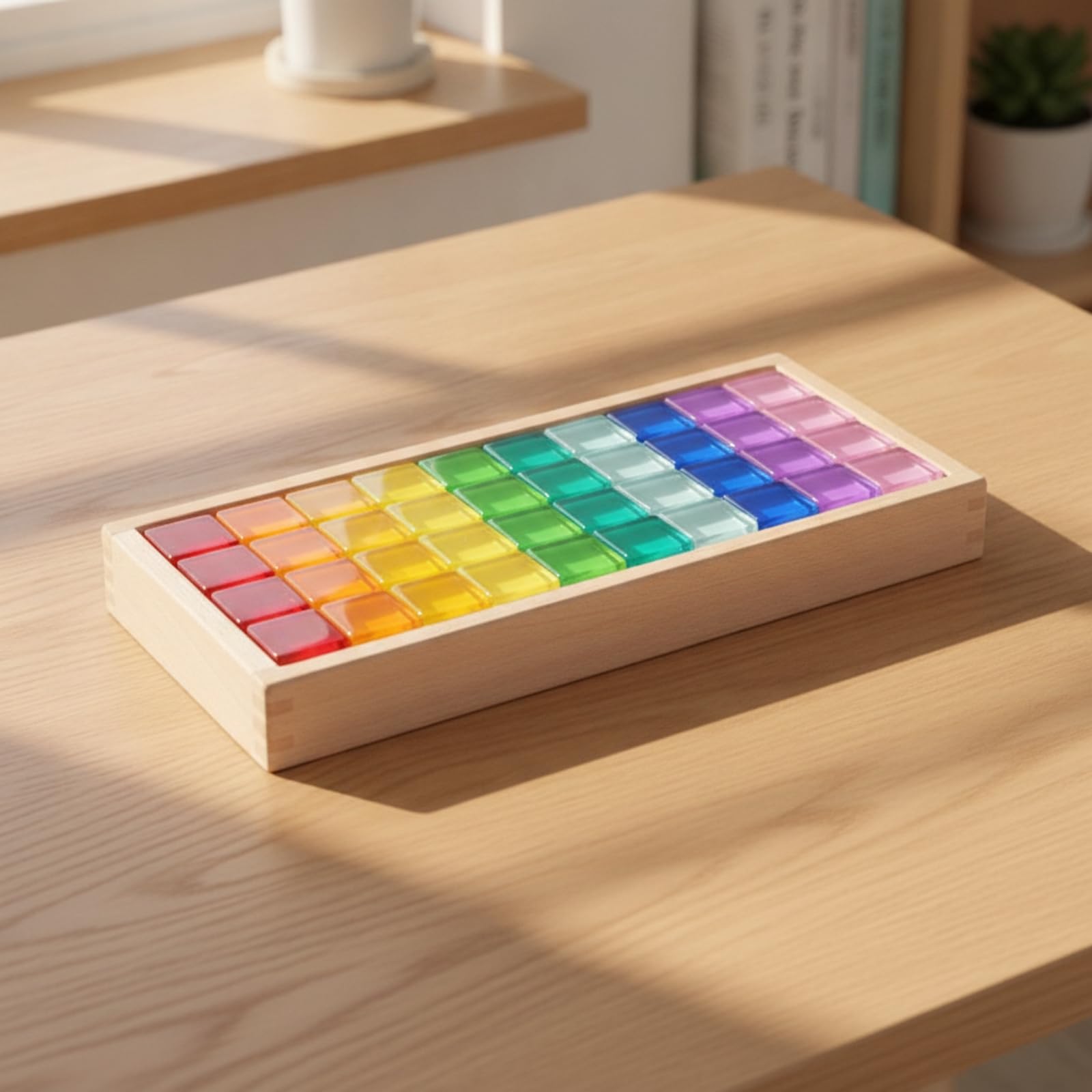 40 Pezzi Sensoriali con Vassoio in Legno Sicuro Set di Blocchi Sensoriali Sensoriale Giocattolo Educativo per Sale Giochi